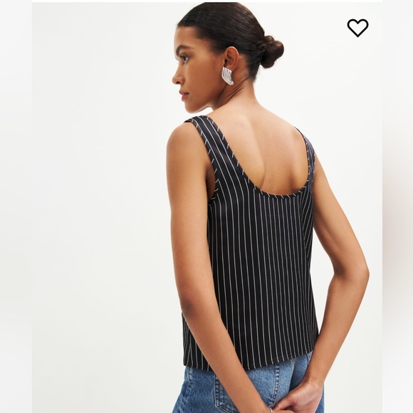 NWT Reformation Jasmine Scoop Neck Top in Broadway Stripe - Picture 3 of 4